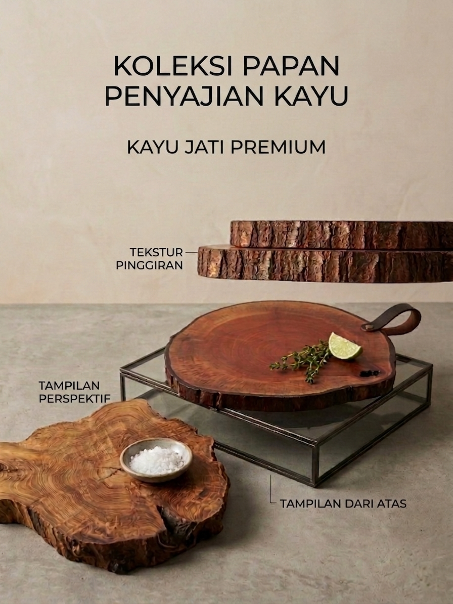Papan Penyajian Kayu Jati Premium